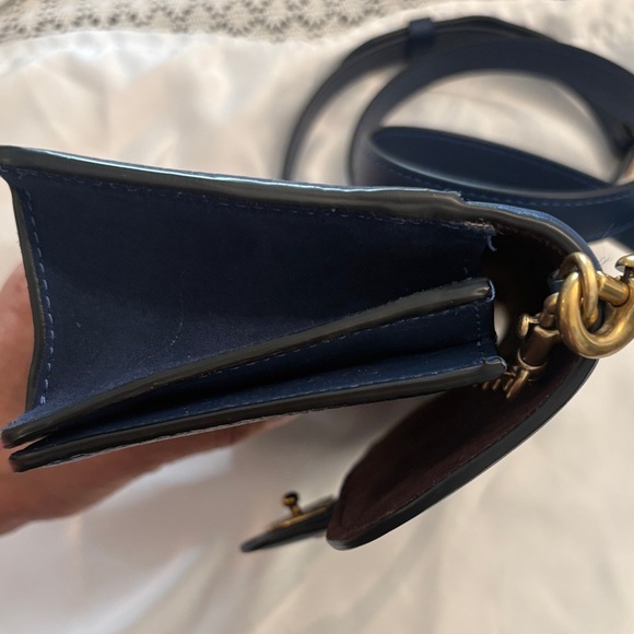Coach Navy Leather Crossbody Bag with Gold Accents - Picture 6 of 9